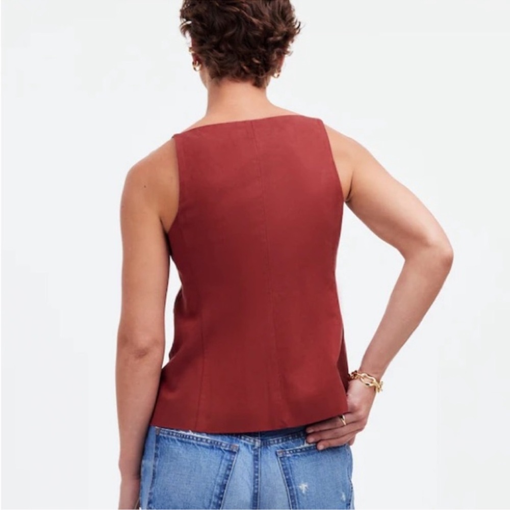 Madewell Rust Button-Front Square-Neck Tank - Picture 2 of 7